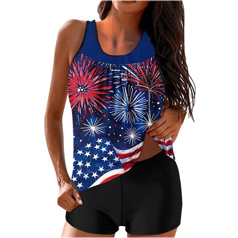 nerohusy Womens American Flag Tankini Bathing Suits,Women's Patriotic ...