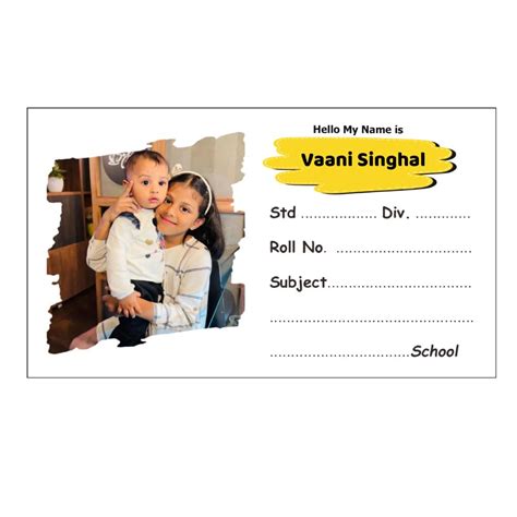RAZAAN MART Name Slip Stickers With Your Kids Photo 36 Customized Label ...