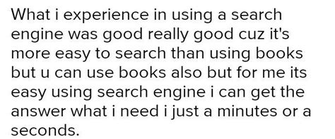 Short paragraph about your experience using a search engine - Brainly.in