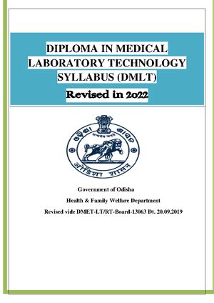 study material 1st year - DETAILED SYLLABUS (DMLT) (DIPLOMA IN MEDICAL ...