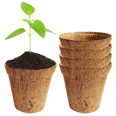 ecofynd 4 inches Coir Pots, Biodegradable Garden Nursery Coco Natural ...