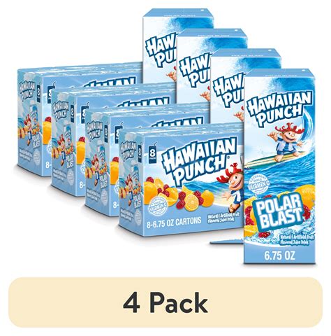 (4 pack) Hawaiian Punch Polar Blast Juice Drink, 6.75 fl oz, 8 Count ...