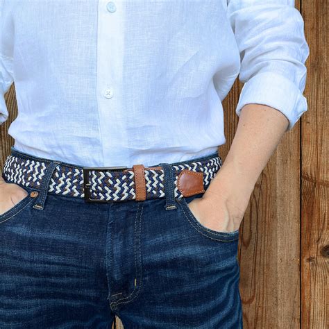 Mens Braided Belt With Beige, Brown and Blue Colorful Acents and ...