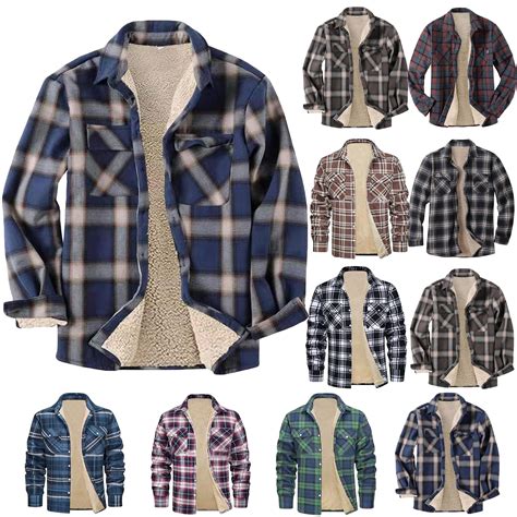 Feancey Fun Gifts Winter Flannel Jackets for Men Big and Tall Winter ...
