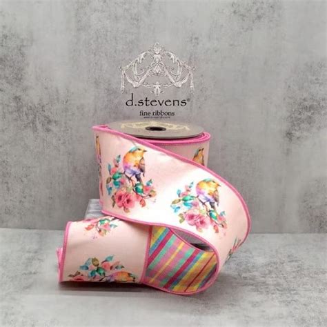 4" X 10yds Wired Dupion Spring Bird Dstevens Ribbon, Floral D. Stevens ...