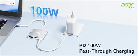 Acer USB C to HDMI Multiport Adapter, Type-C Hub with 4K HDMI, PD 100W ...