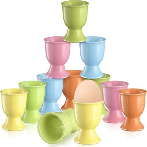 Amazon.com: FoldTier 12 Pcs Easter Ceramic Egg Cups Porcelain Stand ...