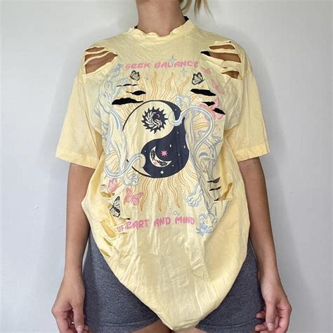 Yellow ripped graphic tee | FashionNova | BRAND NEW... - Depop