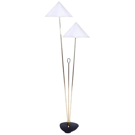 Pair of Black Metal and Brass Floor Lamps by Hemi Klot at 1stDibs