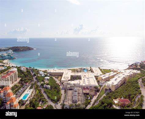 Aerial view of the Caribbean island of Sint maarten /Saint Martin ...