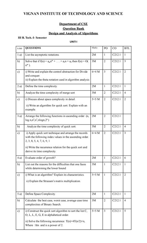DAA 19-20 5 Units QB - daa unit 5 - VIGNAN INSTITUTE OF TECHNOLOGY AND ...