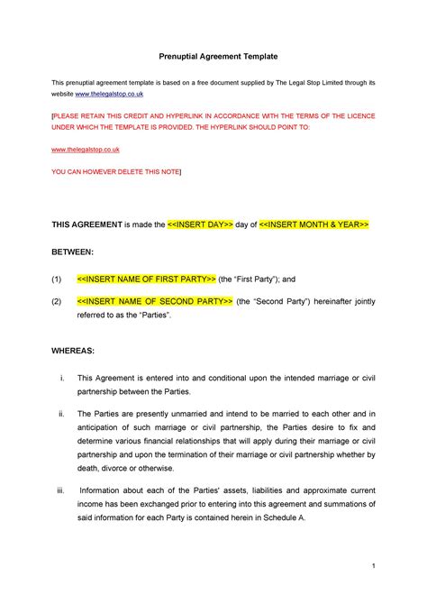 30+ Simple Prenuptial Agreement Templates [Prenup Examples]