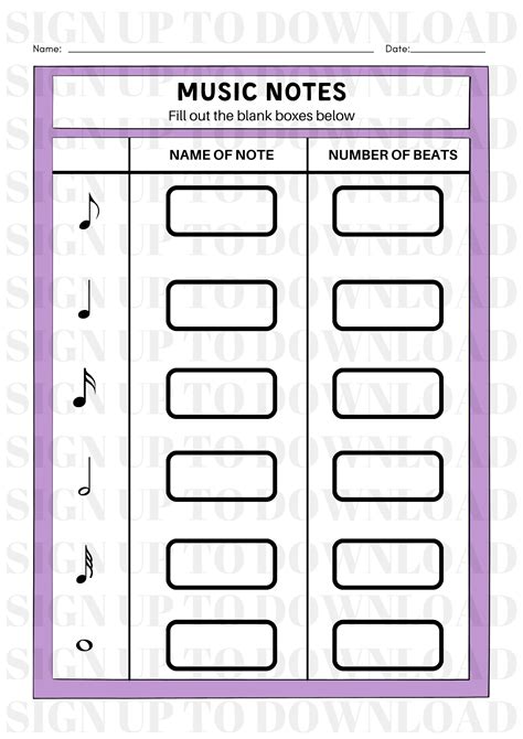 Image result for Music Notes Worksheets Printable