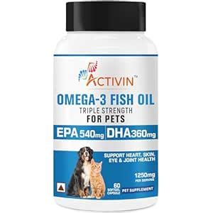 Activin Omega 3 Fish Oil Triple Strenghth 60 Softgel for Dogs and Cats ...