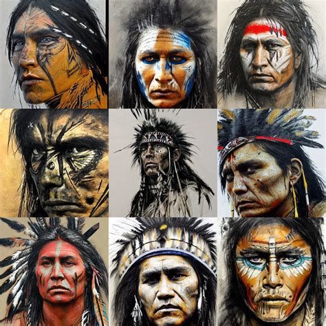 A Native American warrior, war paint, realistic, sharp | Stable Diffusion