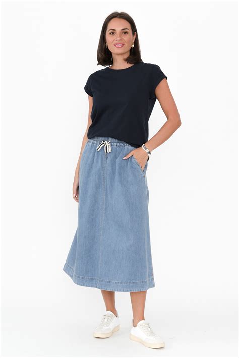 Greta Light Denim Skirt - Blue Bungalow NZ
