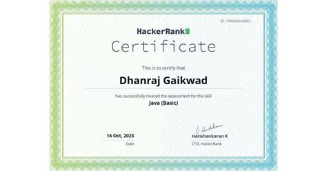Image result for Java Programming Certificate From HackerRank