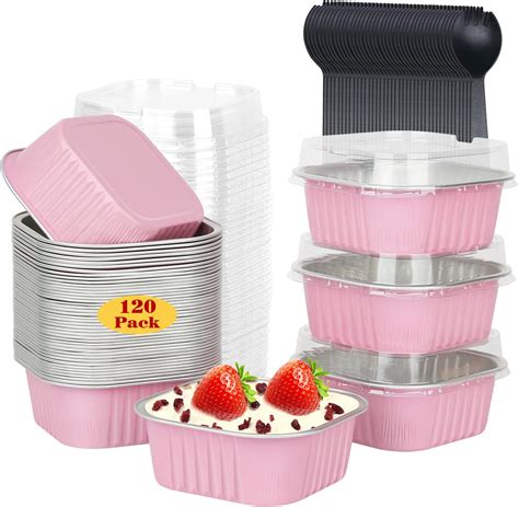 Amazon.com: LNYZQUS 120pack/10oz Mini Cake Foil Pans with Lids, 4”x4 ...