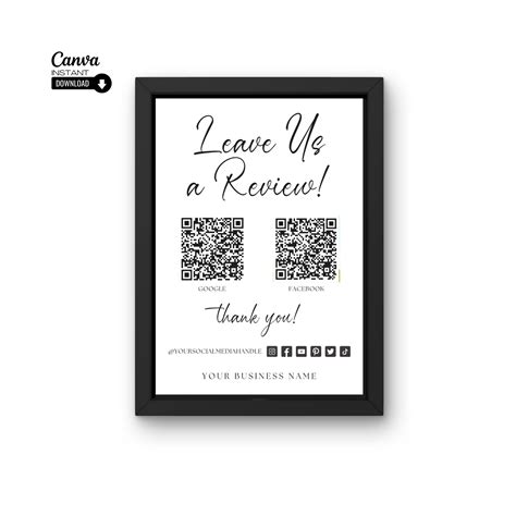 Editable Leave a Review Sign Template, Ask for Review QR Code Sign ...