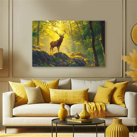 Golden Forest Deer | Symbol of Authority, Stability & Success – Canvas ...