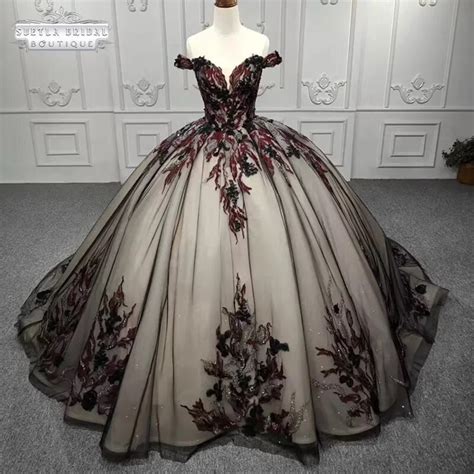 Black Wedding Gown Black and Red Wedding Dress Black Tulle - Etsy Quinceanera Themes Dresses ... - ballroom gown wedding dresses