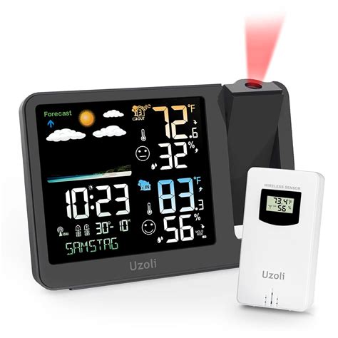 Uzoli EM3539A Projection Alarm Clock Wireless Weather Station with ...