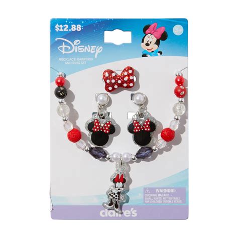 Claire's Minnie Mouse Necklace, Earring and Ring Set, Disney Jewelry ...