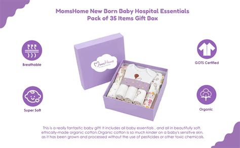 MOM'S HOME New Born Baby Essentials Gift Box Multicolor - Pack of 35 ...
