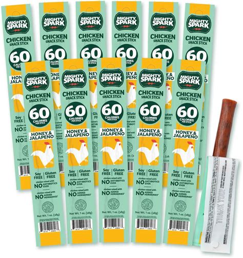 Amazon.com: Mighty Spark Chicken Snack Sticks - Honey and Jalapeno - 6g ...