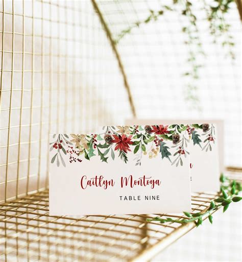 Christmas Place Card Template, Holiday Place Cards, Escort Cards, Table ...