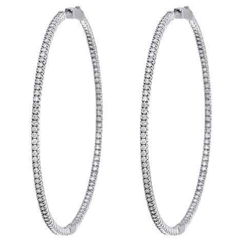 Tresorra 18k White Gold, Diamond Hoop Earrings For Sale at 1stDibs