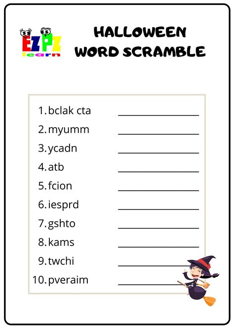 Halloween Word Scramble - Ezpzlearn.com
