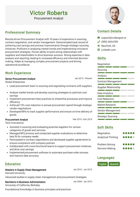16 Procurement Analyst Resume Examples And Templates for 2026 [Guide] - ResumeDesign.ai
