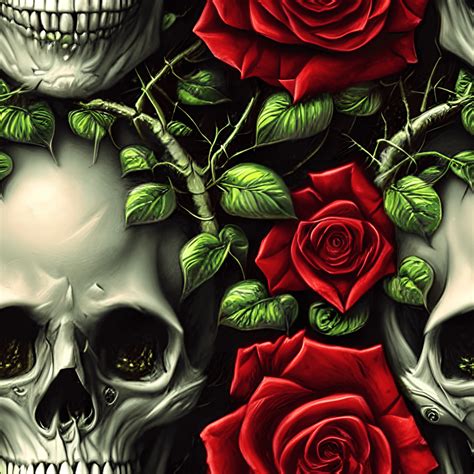 Roses And Skulls Drawings