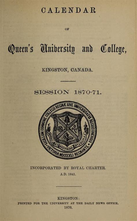 Academic Calendars Available Online | Queen's University Archives