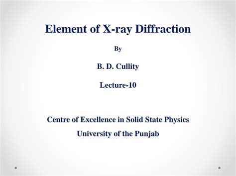 SOLUTION: Element of x ray diffraction lecture 4 - Studypool
