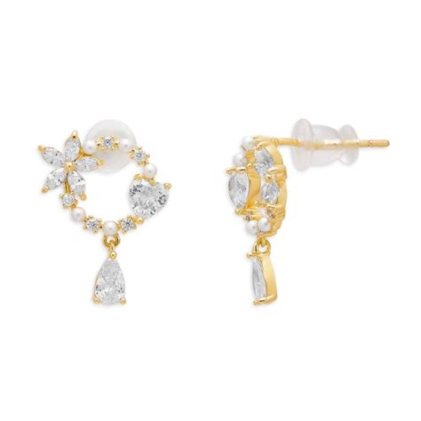 Buy 925 Sterling Silver Gold-Plated Flower Earrings – Zavya