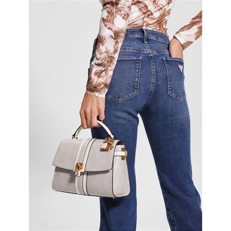 Buy Guess Beige Textured Ginevra Top Handle Satchel Bag Online