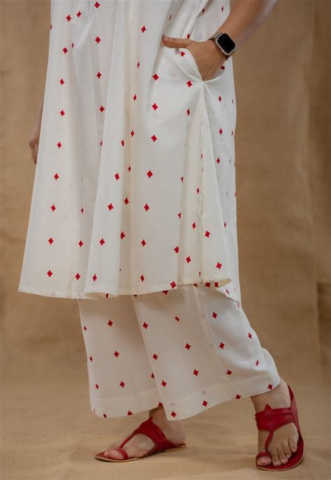 Raahi White Hand Block Print Cotton A Line Co-Ord Set – THE INDIAN ...