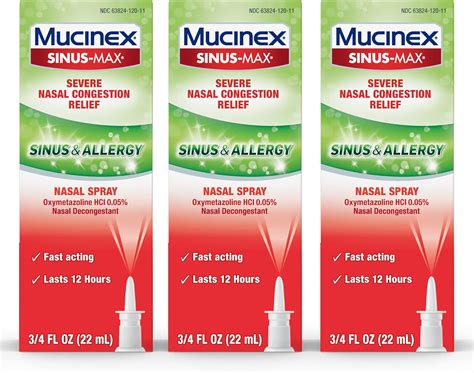 Amazon.com: Mucinex Sinus-Max Nasal Spray for Sinus & Allergy (.75 oz ...