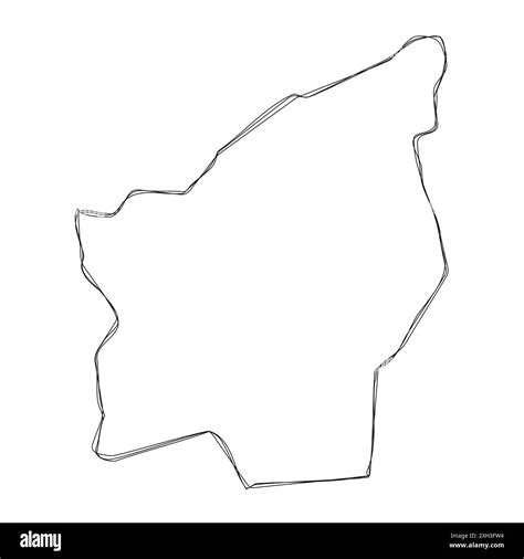 San Marino country simplified map.Thin triple pencil sketch outline ...