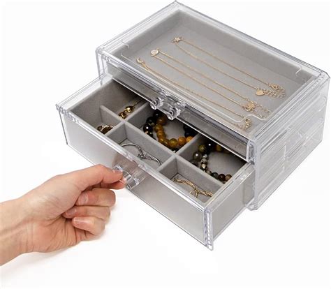 Buy Isaac Jacobs Clear Acrylic 2-Drawer Jewelry Organizer (9.25” x 5.4 ...