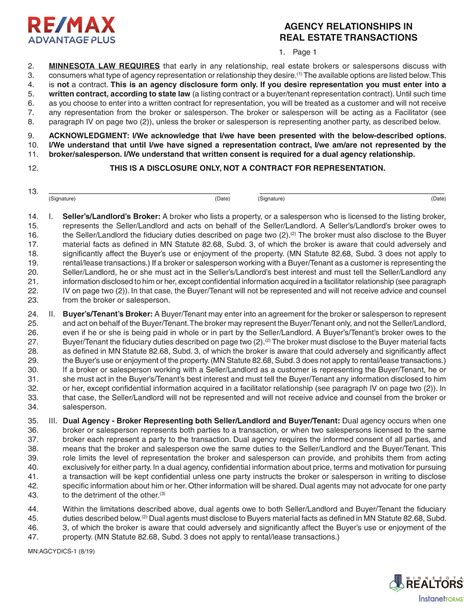 MNAR - Agency Relationships in Real Estate Transactions (MN_AGCYDICS ...