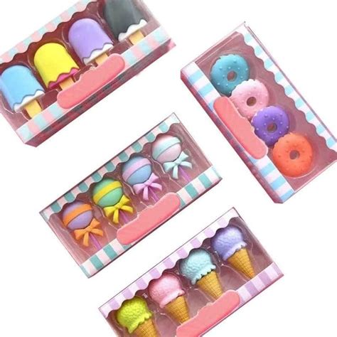 YBN Designer Pencil Eraser for Kids Cute Soft Softy, Donut, Lollipop ...