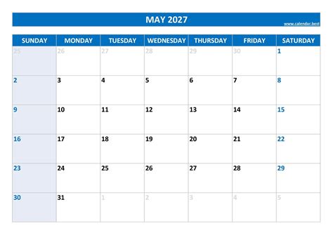 May 2027 calendar -Calendar.best