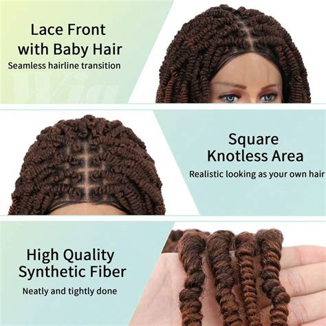 Full Double Lace Braided Wigs Knotless Spring Twisted Braids Wigs ...