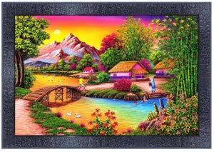 pnf Landscape hand painting scenery art Wood Frames with Acrylic Sheet ...