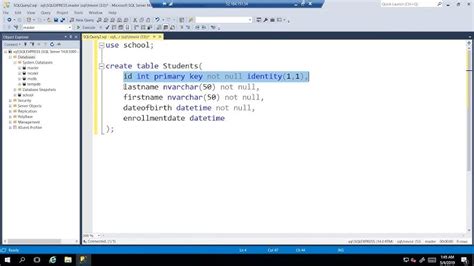Image result for CreateTable SQL with Primary Key