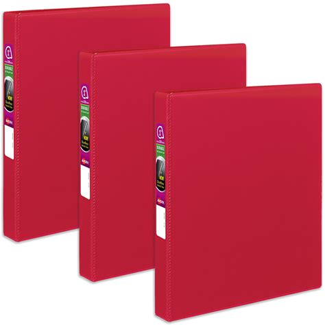 Avery Durable 3 Ring Binder, 1 Inch Slant Rings, 3 Red Binders (27201 ...