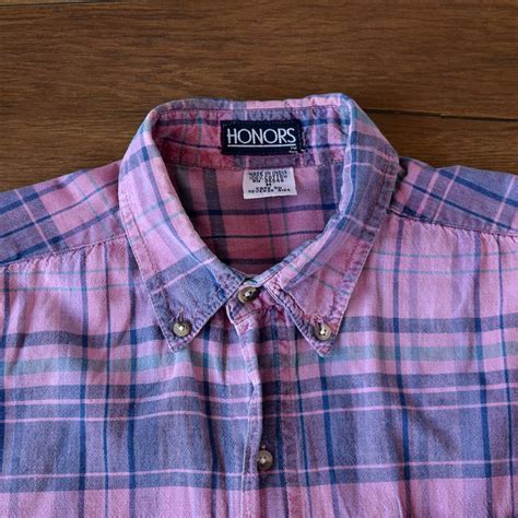 90s tartan pink plaid shirt size medium 90s pink... - Depop